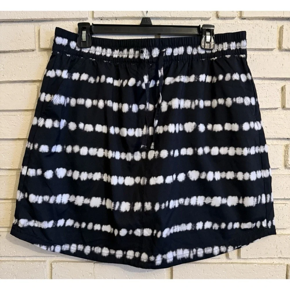 T by Talbots Skort Womens Large Black & White Athleisure Skirt Golf Tennis Beach